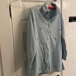 Vintage 1999 Warner brothers looney toons tweety bird garden denim top